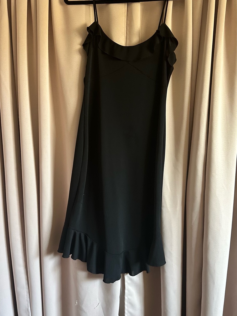 Black Ruffle Slip Dress - Women
